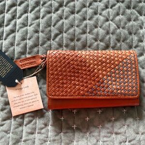 Anthropologie Genuine Leather Woven Wallet Handcrafted NWT